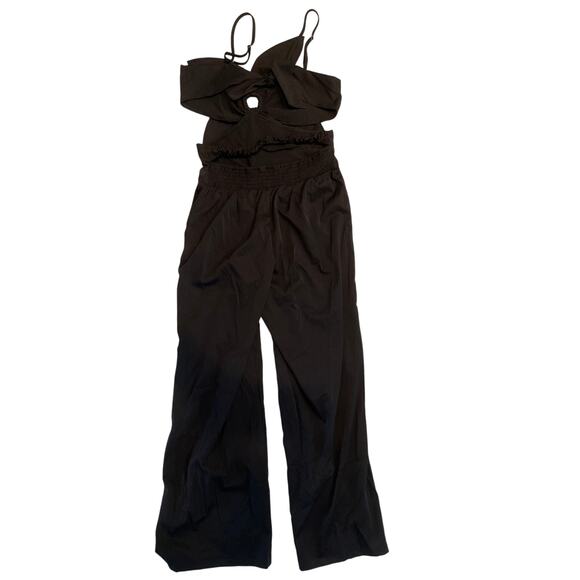 CHICME Women's Floral Pattern Sleeveless Jumpsuit Large Black Cut Out - Picture 8 of 12